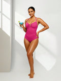 2026 Bold-Chic One-Piece - Saturated Fuchsia Pink, Ruched Silhouette, Keyhole Bust, Perfect For Luxury Coastal Vacations