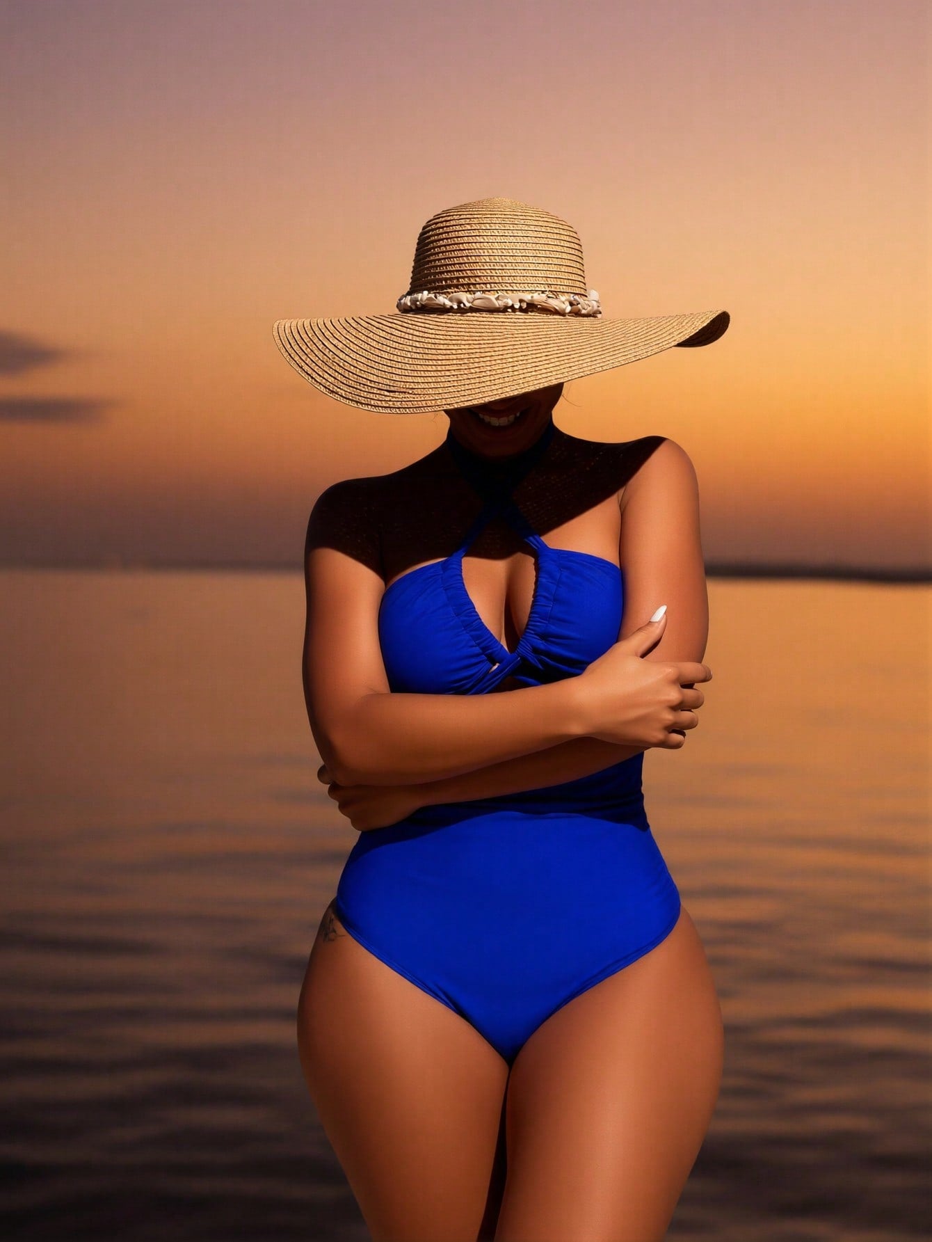 Women's Swimsuit For Beach Vacation With High Neck And Adjustable Straps
