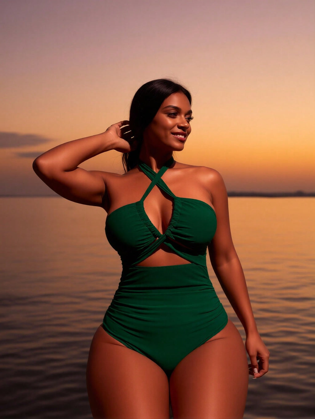 Sexy Cross Halter Hollow Back Slim Fit Beach Holiday Swimsuit For Women