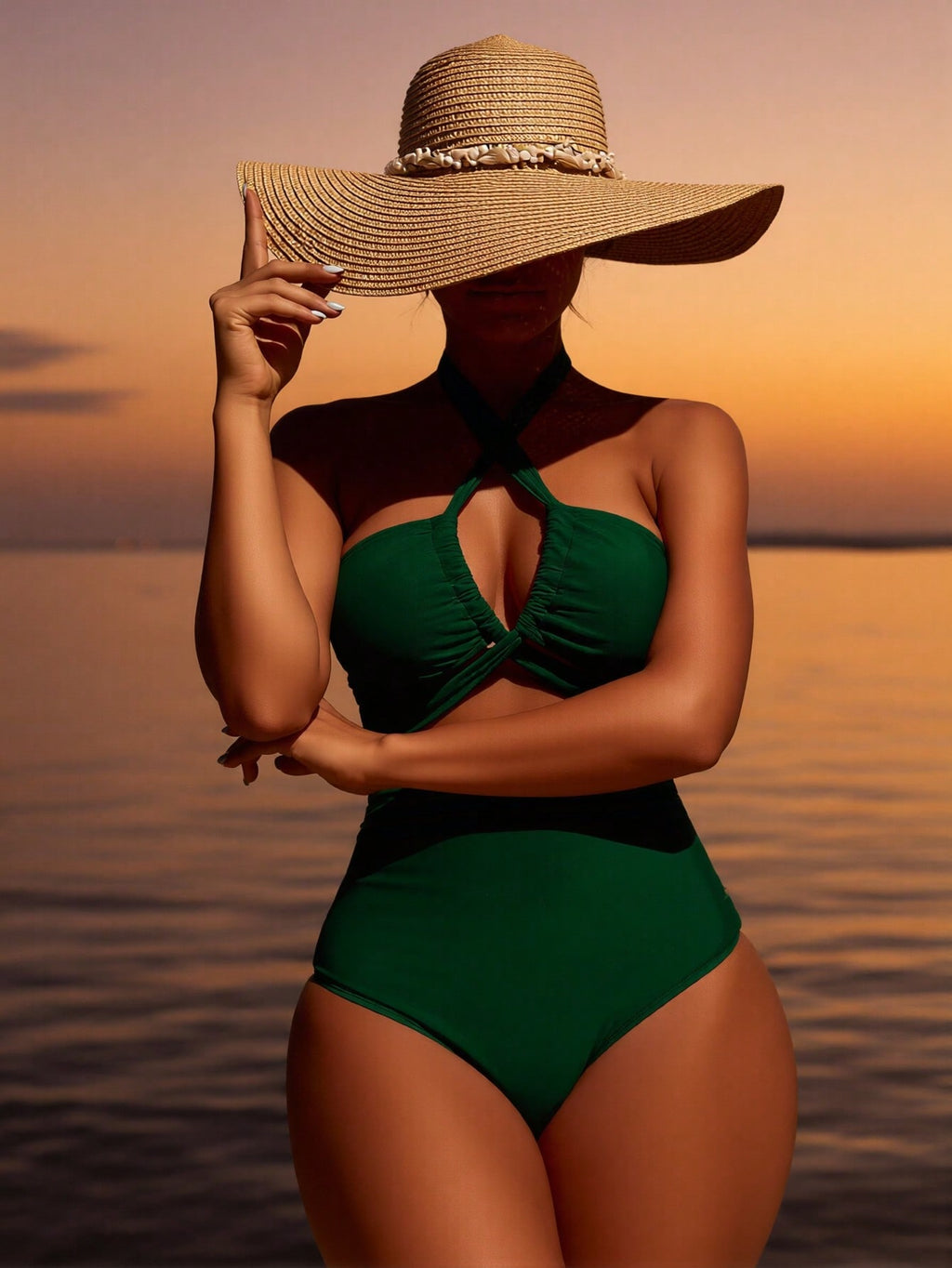 Sexy Cross Halter Hollow Back Slim Fit Beach Holiday Swimsuit For Women