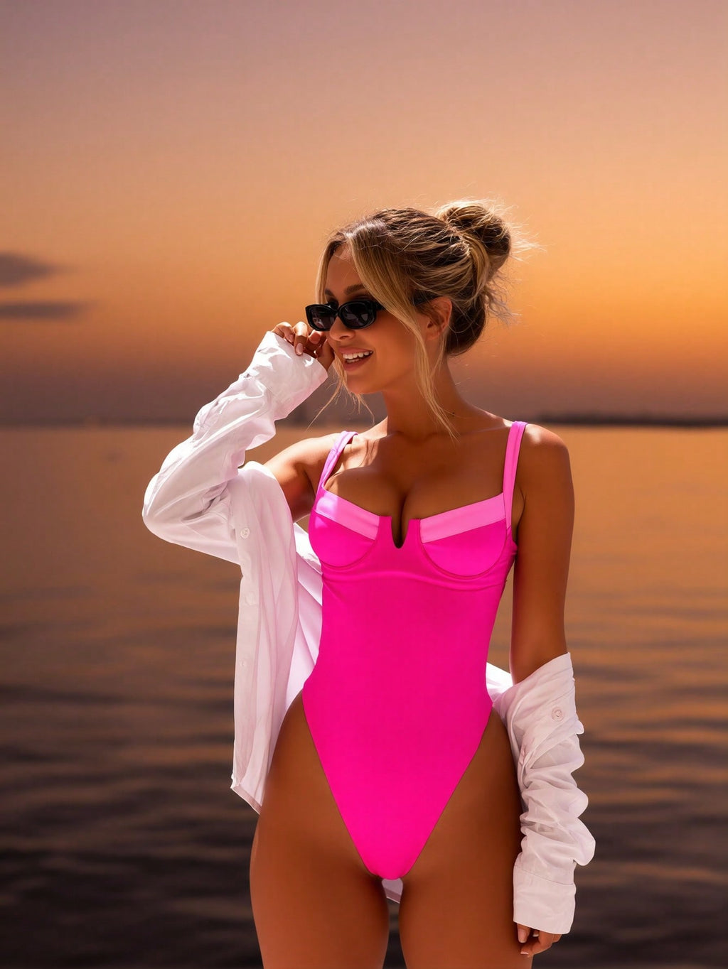 Women's Pink Sexy Beach One-Piece Swimsuit