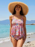 2026 New Women's Sexy Fashion Pink Colorful Dot Tie-Side Two-Piece Swimsuit For Vacation & Leisure
