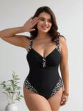 2026 Vacation Style Plus Size Swimsuit: Bold Leopard Print Accents for a Confident and Playful Beach Look