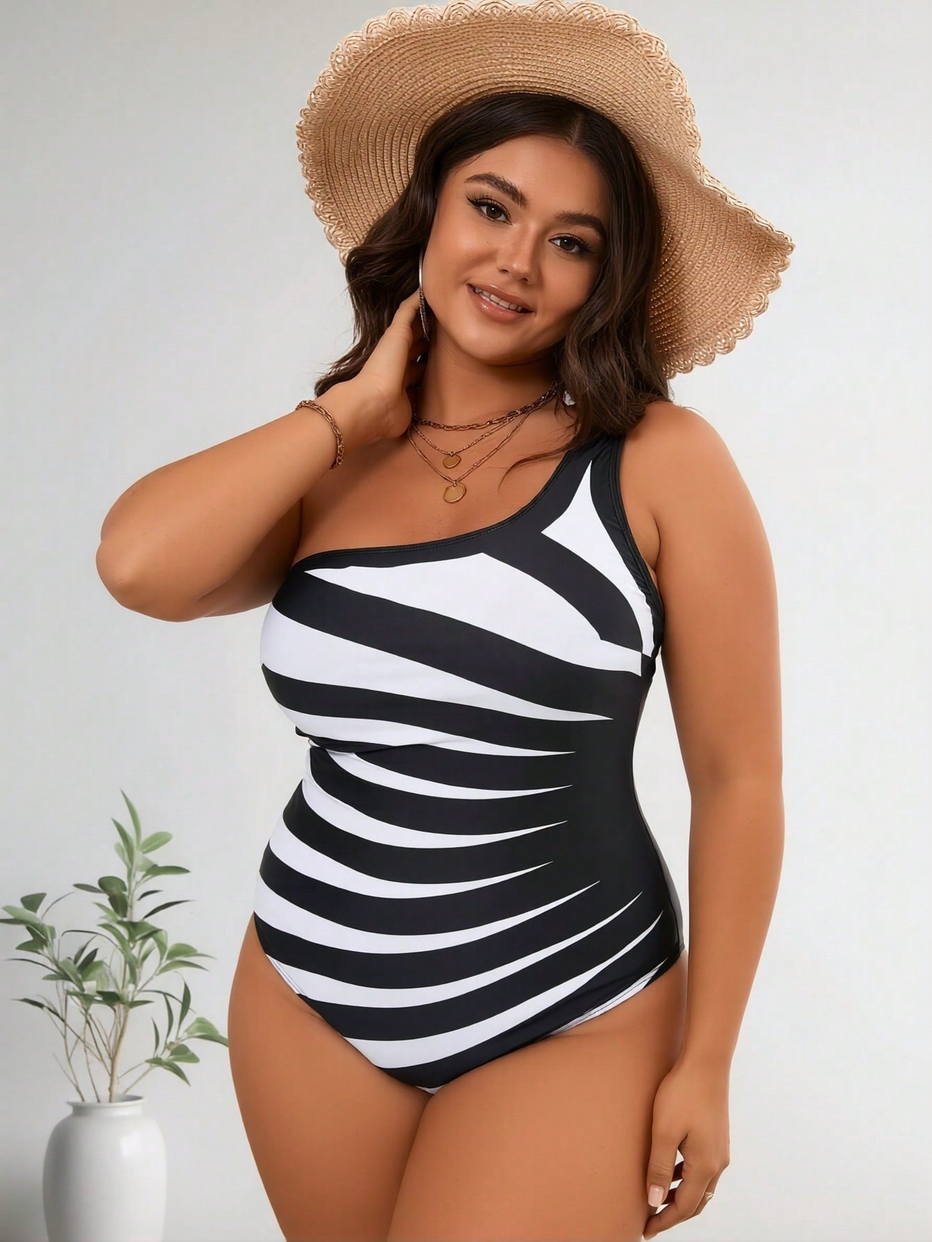2026 Latest Women's Halter Neck Swimsuit with Long Cover Up, Deep V-Neck Tummy Control Bathing Suit, Starfish Accent Beachwear