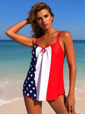 2026 New Women's American Flag Tankini Set, 4th of July Patriotic Two Piece Swimsuit with Flowy Top