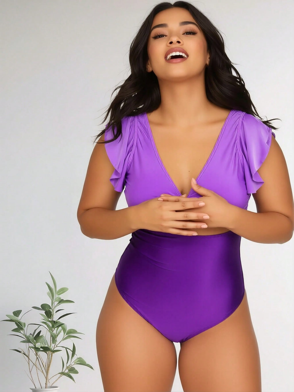 2026 New Plus Size Leopard Print Panel One-Piece Swimsuit, Halter Waist Cinching, European Style Slimming Beach Swimwear