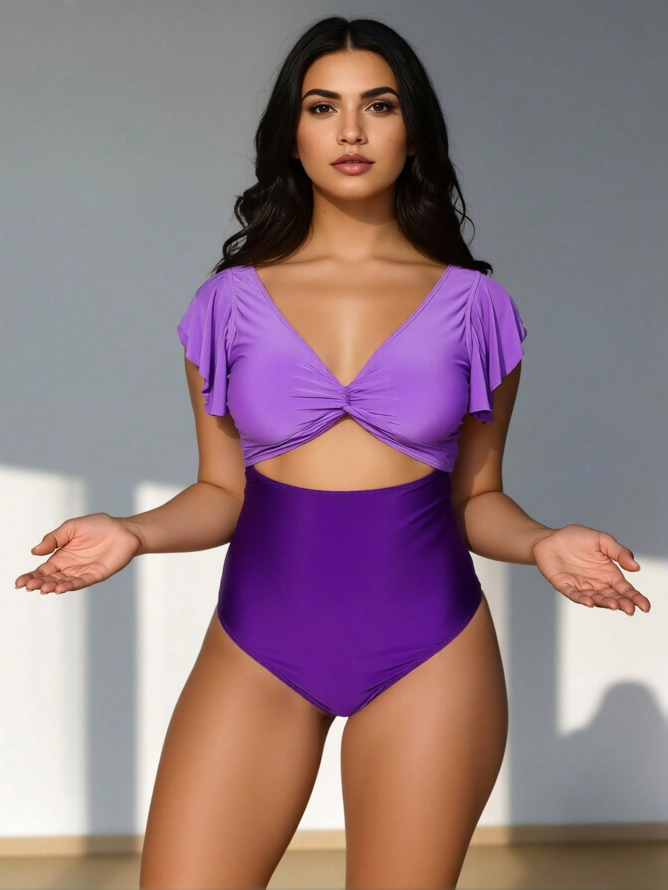 2026 New Plus Size Leopard Print Panel One-Piece Swimsuit, Halter Waist Cinching, European Style Slimming Beach Swimwear