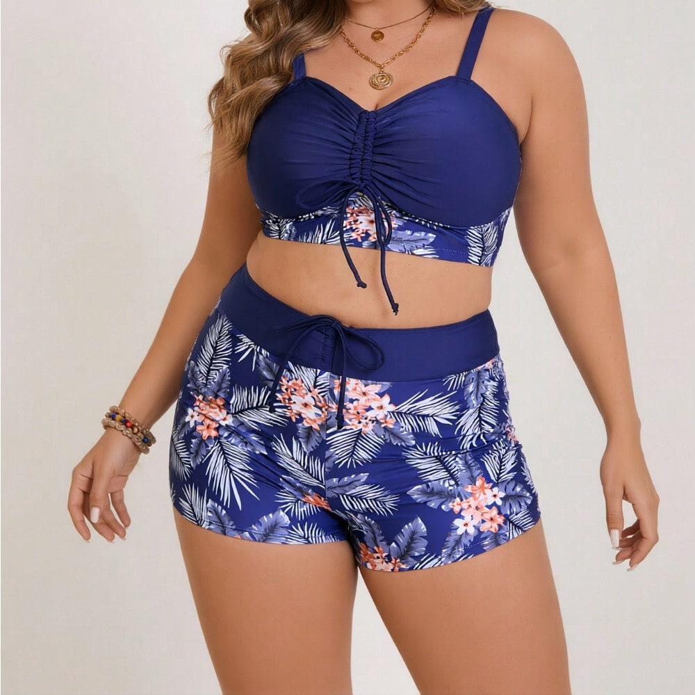 2026 New Fashion Print Bikini Swimsuits, Backless Beach Bathing Suit