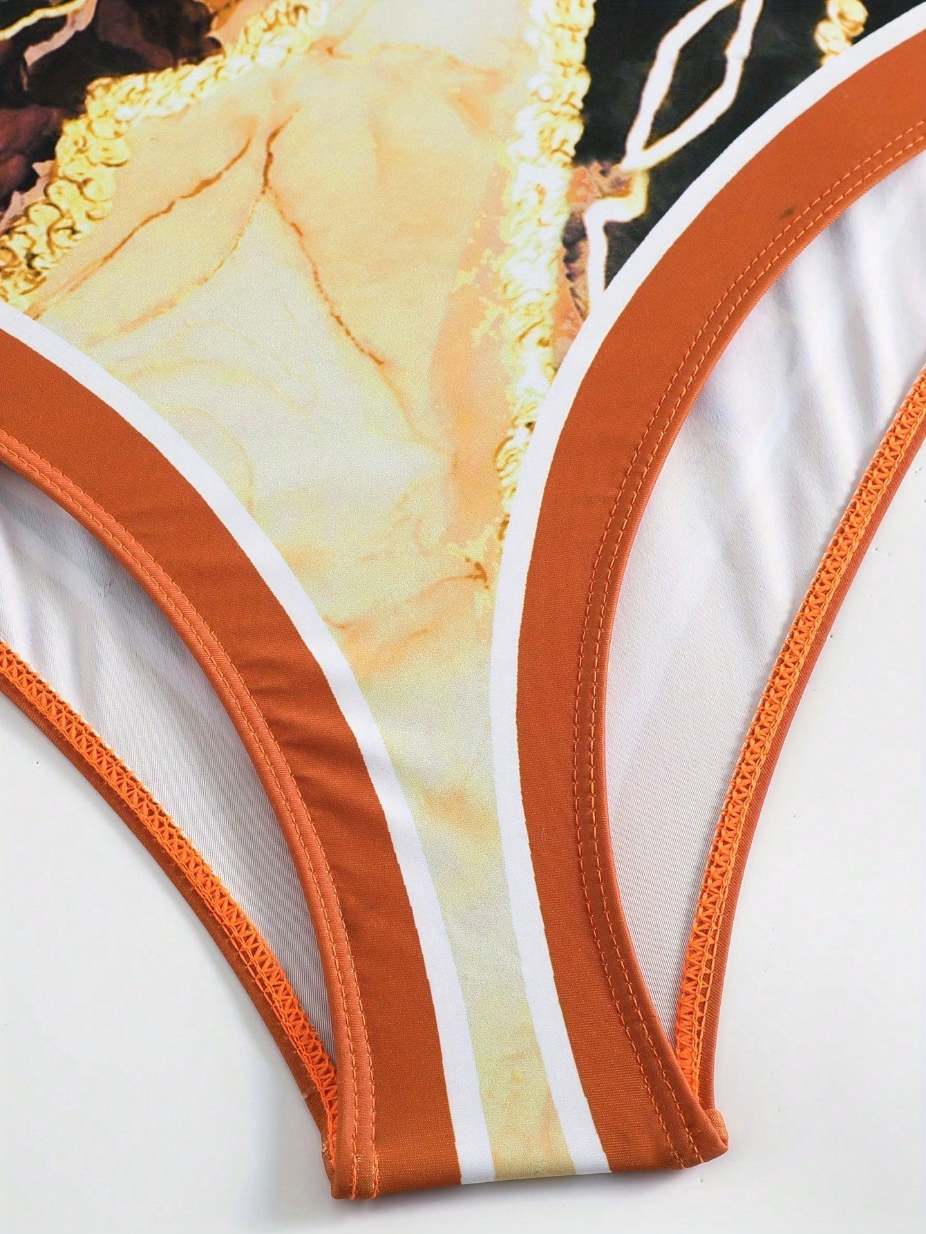 Marble Print Tie Strap One-Piece Swimsuit With Matching Sarong Cover Up