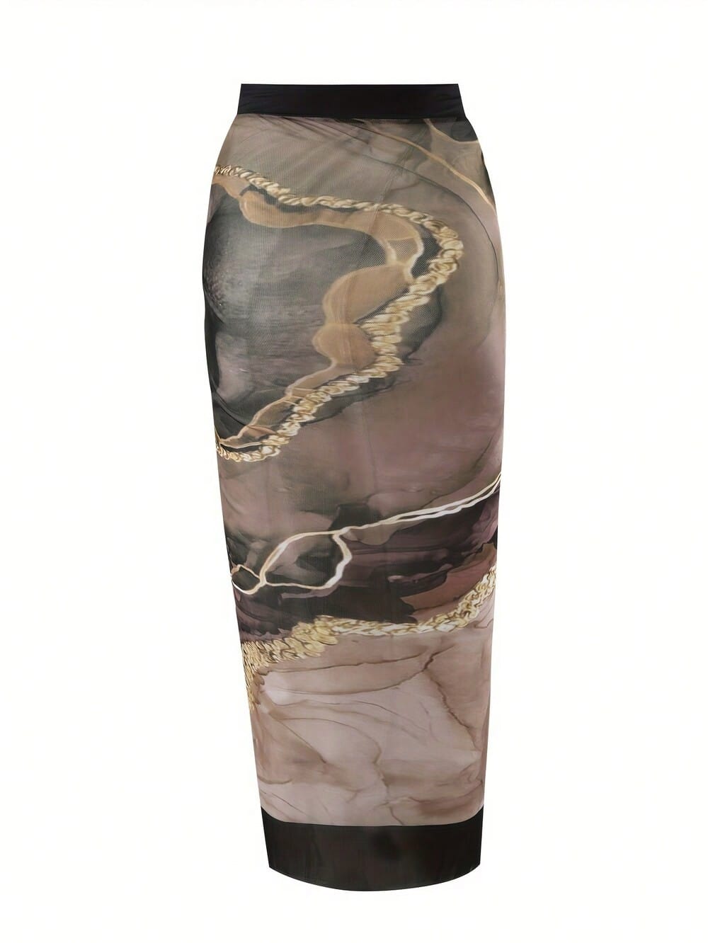 Black & Purple Marble Print Tie Strap One-Piece Swimsuit With Matching Sarong Cover Up