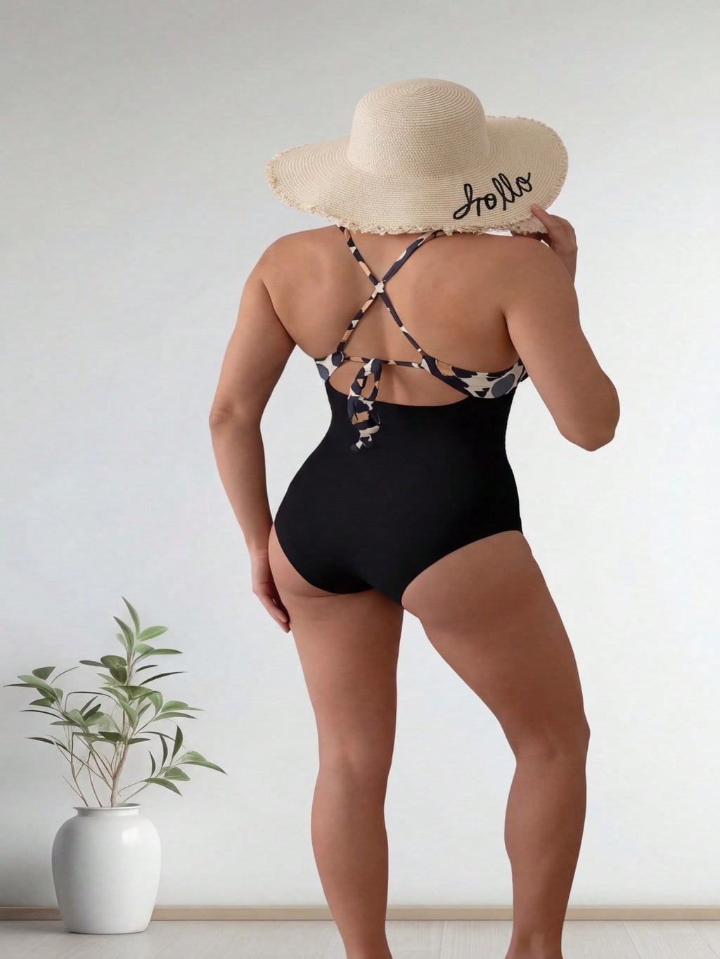 Leopard Print Twist Front Cutout One Piece Swimsuits For Women