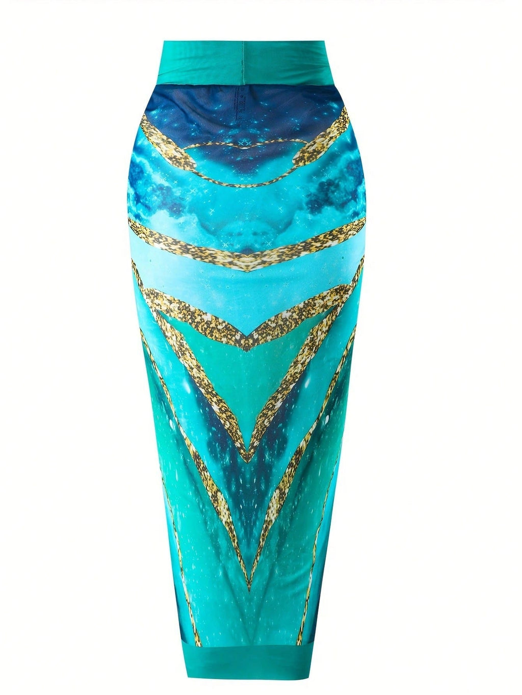 Plus Size Teal Marble Print Bow Strap One Piece Swimsuits