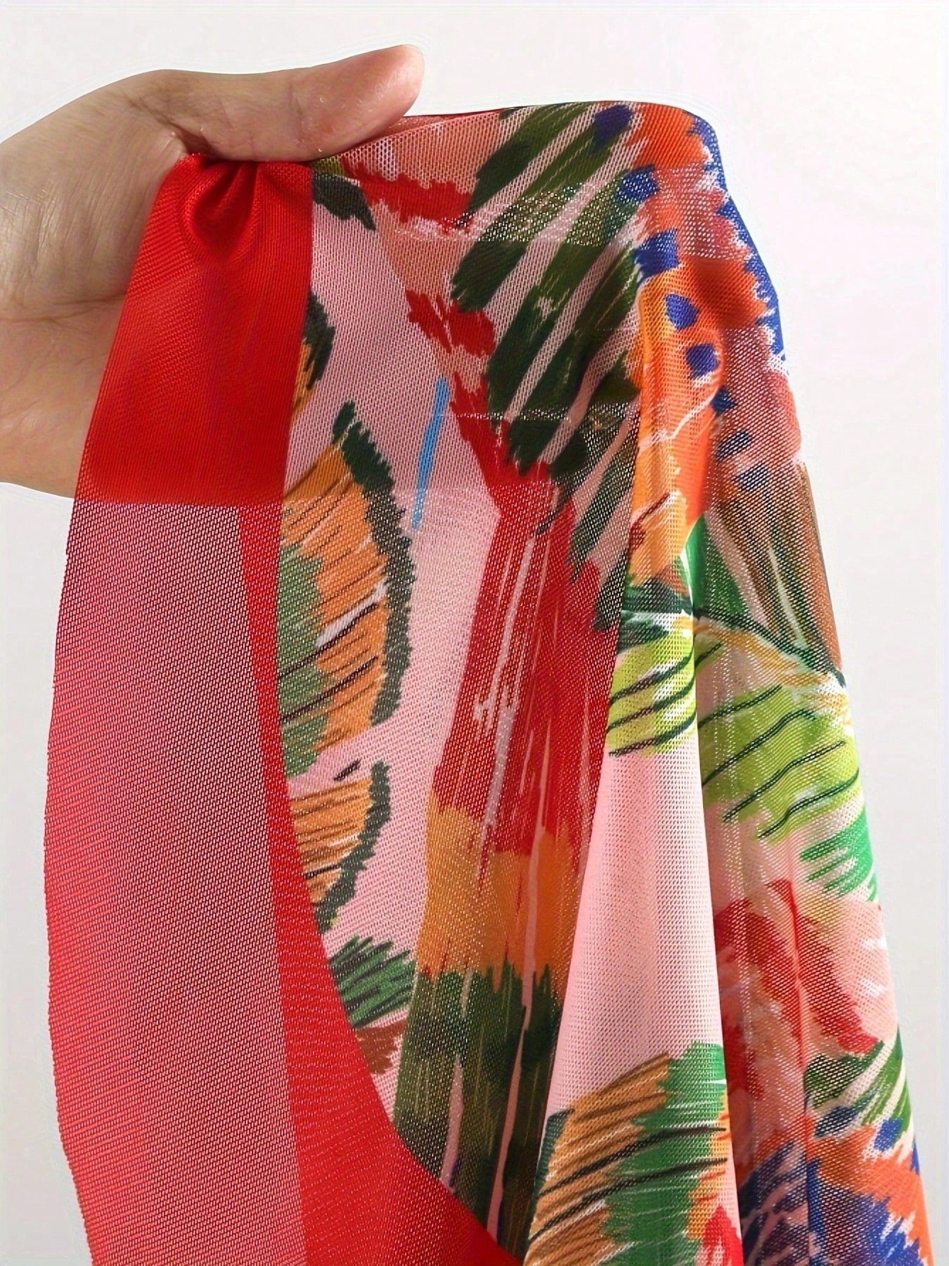 Tropical Floral Print 3D Flower Bandeau One Piece Swimsuit With Sarong Cover Up